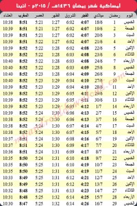 امساكية رمضان 2015 اثينا اليونان Ramadan Athens Greece 2015