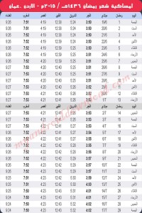 امساكية رمضان 2015 عمان - الاردن Ramadan 2015 Amman Jordan