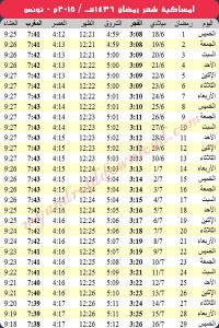 امساكية رمضان 2015 تونس العاصمة Ramadan 2015 Tunis Imsakia Amsakah Ramadan 2015 Tunisie