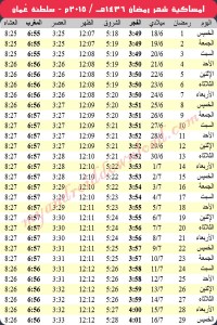 امساكية رمضان 2015 مسقط عُمان Ramadan 2015 Muscat Oman Imsakia