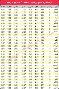 امساكية رمضان 2015 - 1436 مكة المكرمة - السعودية