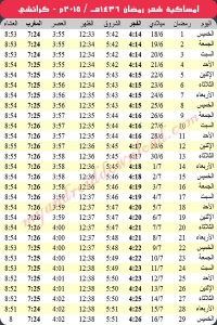 امساكية رمضان 2015 كراتشي - باكستان Imsakia Ramadan Karachi Pakistan 2015