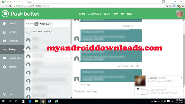 ظهور تنبيهات الهاتف المحمول على شاشة اللاب توب الخاص بك بعد ربط الاجهزة من خلال برنامج Pushbullet للاندرويد