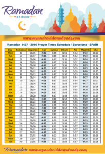 امساكية رمضان 2016 برشلونة اسبانيا تقويم رمضان 1437 Ramadan Imsakia Barcelona Spain Amsakah Ramadan 2016 Barcelona Spain | Amsakah Ramadan 2016 Barcelone Espagne | Amsakah Ramadán 2016 Barcelona, España Fasting hours in Barcelona, Spain | Heures de jeûne à Barcelone, Espagne | Horas de ayuno en Barcelona, España