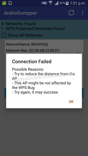 أسباب عدم الاتصال بعد تحميل Androdumpper apk بدون روت