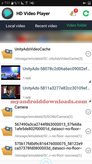 تحميل برنامج تشغيل فيديو للاندرويد HD Video Player مشغل فيديوهات - الملفات التي تحتوي على مقاطع الفيديو التي ترغب بتشغيلها من خلال مشغل فيديو اندرويد مجانا 