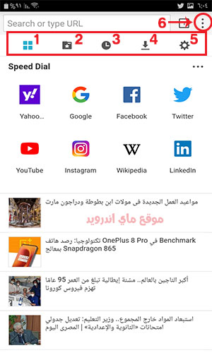 الصفحة الرئيسية في متصفح puffin free للاندرويد 