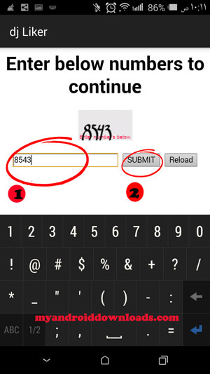 ادخال رمز التحقق - تحميل تطبيق djliker