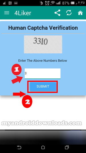 اكتب رمز التحقق لاستكمال طريقة زيادة تعليقات الفيس بوك للاندرويد