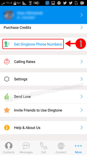 خيار الحصول على ارقام وهمية بعد تحميل برنامج dingtone للاندرويد