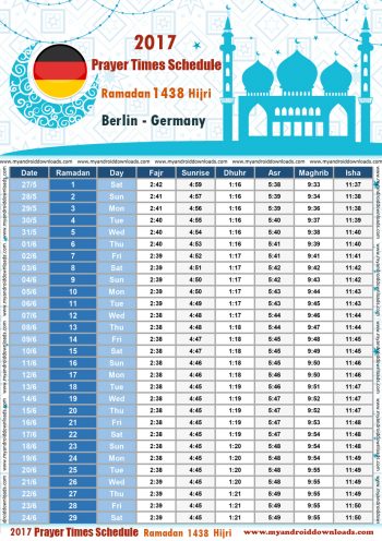 امساكية رمضان 2017 برلين المانيا تقويم رمضان 1438 Ramadan Imsakiye 2017 AlBerlin Germany | Ramadan 2017 Uhrzeiten