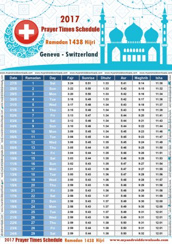 امساكية رمضان 2017 جنيف سويسرا تقويم رمضان 1438 Ramadan Imsakiye 2017 Geneva Switzerland