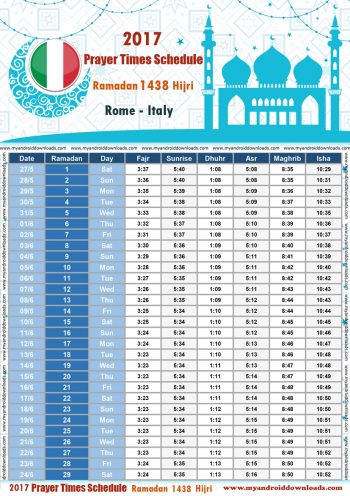 امساكية رمضان 2017 روما ايطاليا تقويم رمضان 1438 Ramadan Imsakiye 2017 Alriyadh Italy Calendario Ramadan 2017