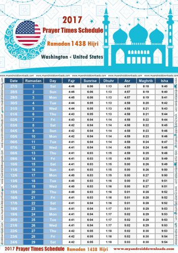 امساكية رمضان 2017 واشنطن امريكا تقويم رمضان 1438 Ramadan Imsakiye 2017 Washington USA