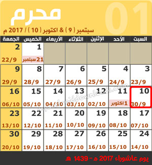 موعد يوم عاشوراء حسب التقويم الهجري اليوم في السعودية والدول العربية