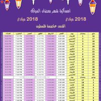 امساكية رمضان 2018 القدس فلسطين تقويم رمضان 1439 Ramadan Imsakiye 2018 Alquds Palestine