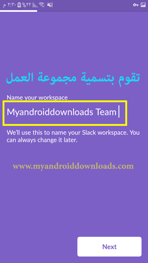 تقوم الان بتسمية جروب فريق العمل workspace name