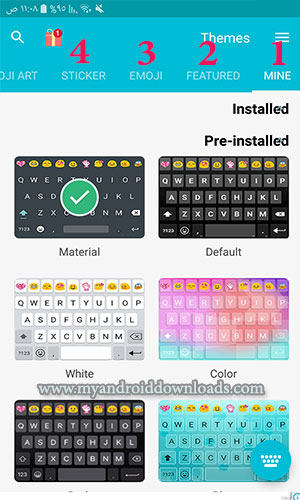 شرح الواجهة الرئيسية لكيبورد ايموجي emoji keyboard