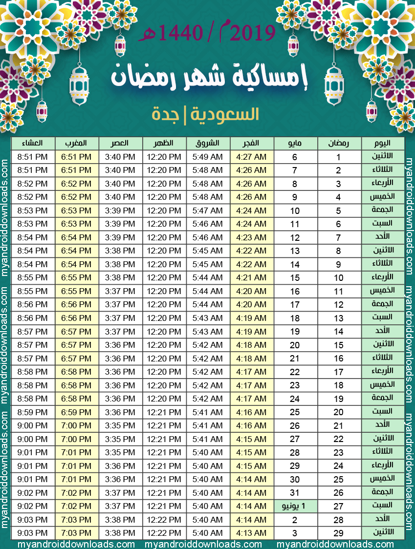 جدة ١٤٤٢ امساكية رمضان امساكية رمضان