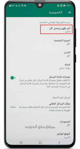 اخفاء انك متصل الان في واتساب 4