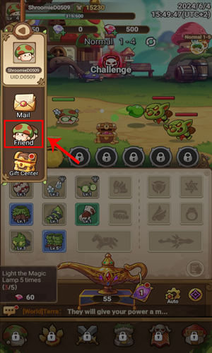 اضافة الاصدقاء في Legend  of Mushroom online للاندرويد
